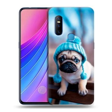 Силиконовый чехол на Vivo V15 с принтом Мопс в шапке
