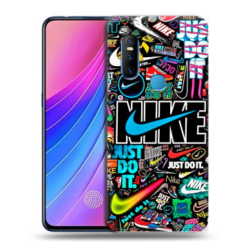 Силиконовый чехол на Vivo V15 с принтом найк nike черный