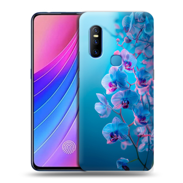 Силиконовый чехол на Vivo V15 с принтом голубые орхидеи