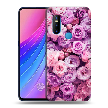 Силиконовый чехол на Vivo V15 с принтом лавандовые розы