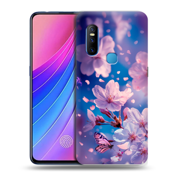 Силиконовый чехол на Vivo V15 с принтом цветы бабочки