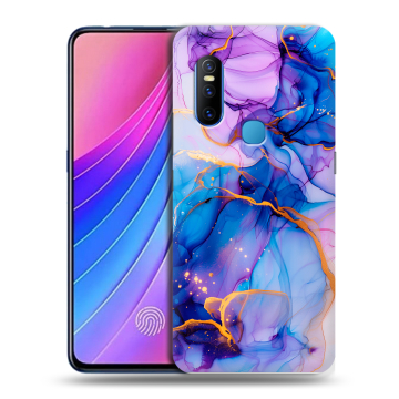 Силиконовый чехол на Vivo V15 с принтом синий мрамор