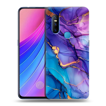 Силиконовый чехол на Vivo V15 с принтом синий мрамор