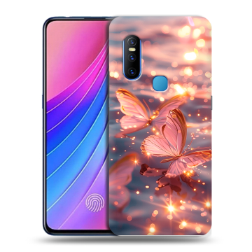 Силиконовый чехол на Vivo V15 с принтом бабочки розовые