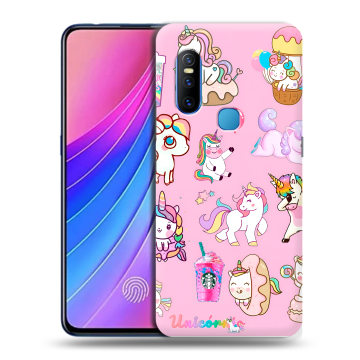 Силиконовый чехол на Vivo V15 с принтом розовые единороги