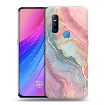Силиконовый чехол на Vivo V15 с принтом розовый мрамор