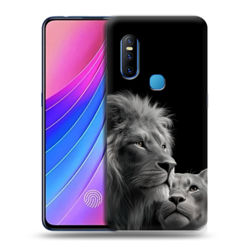 Силиконовый чехол на Vivo V15 с принтом Лев кошки