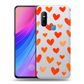 Силиконовый чехол на Vivo V15 с принтом Сердечки