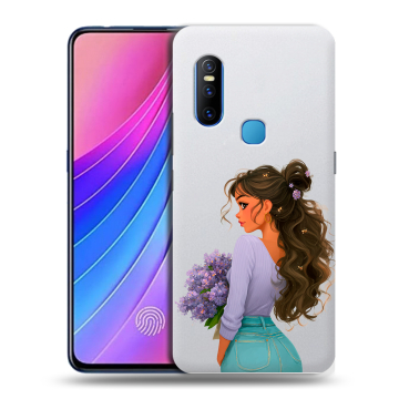 Силиконовый чехол на Vivo V15 с принтом девушка цветы