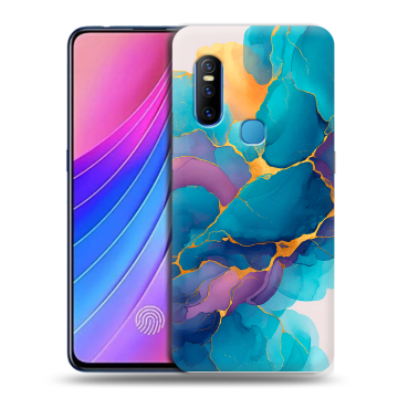 Силиконовый чехол на Vivo V15 с принтом Мрамор блестки