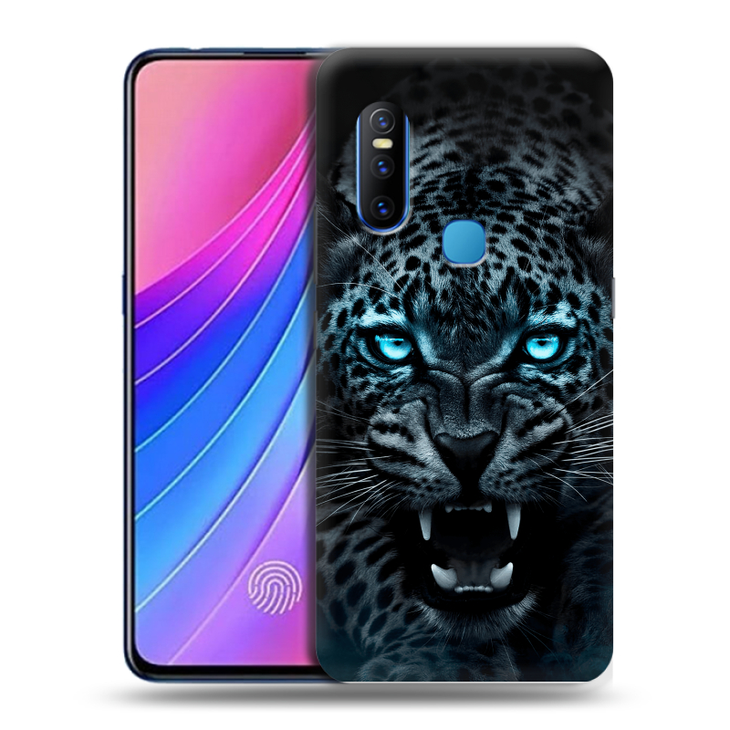 Силиконовый чехол на Vivo V15 с принтом Темный леопард Силиконовый чехол на Vivo V15 с принтом Темный леопард