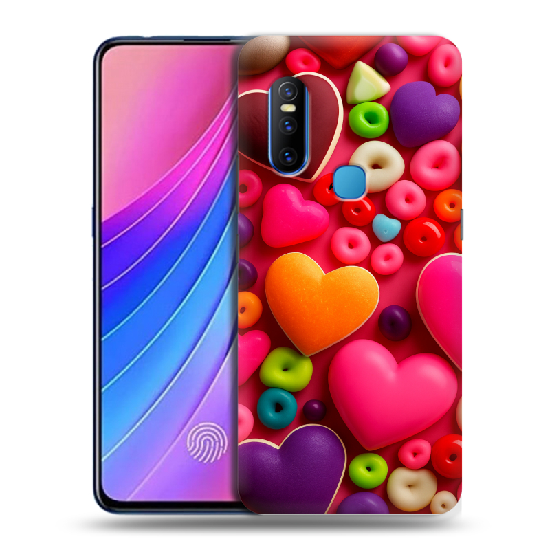 Пластиковый чехол на Vivo V15 с принтом Сердечки Пластиковый чехол на Vivo V15 с принтом Сердечки