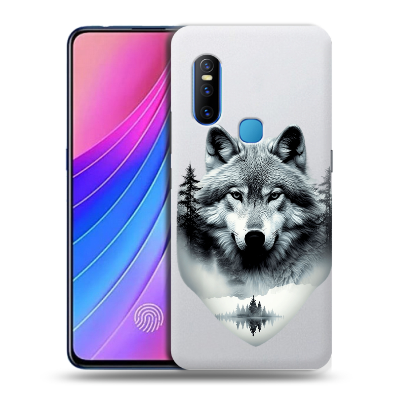 Пластиковый чехол на Vivo V15 с принтом Волк в лесу Пластиковый чехол на Vivo V15 с принтом Волк в лесу