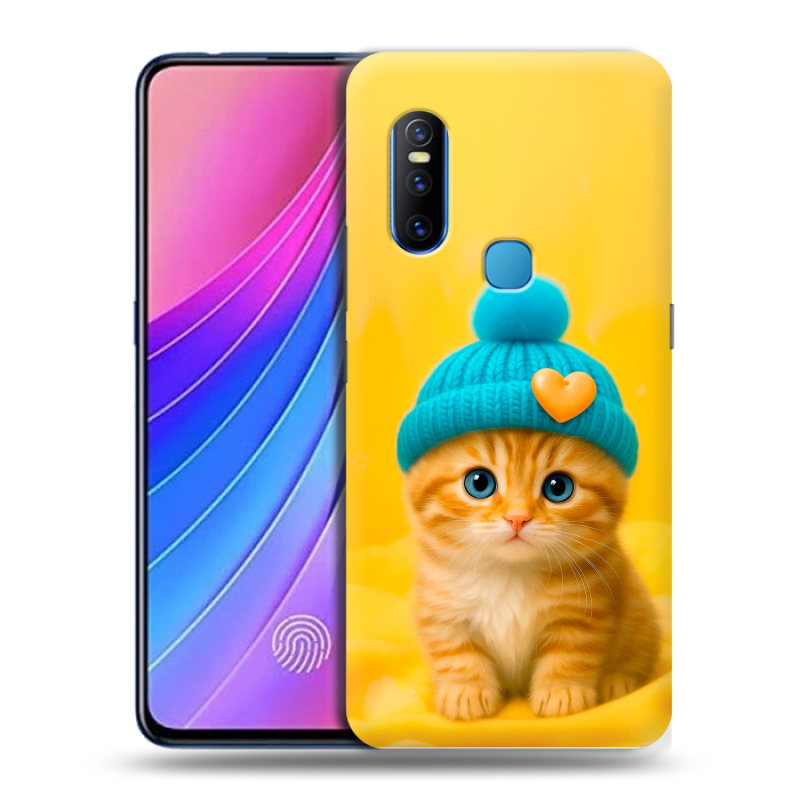 Пластиковый чехол на Vivo V15 с принтом Котенок в шапке Пластиковый чехол на Vivo V15 с принтом Котенок в шапке