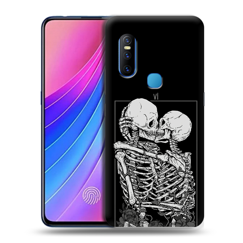 Пластиковый чехол на Vivo V15 с принтом Поцелуй скелетов Пластиковый чехол на Vivo V15 с принтом Поцелуй скелетов
