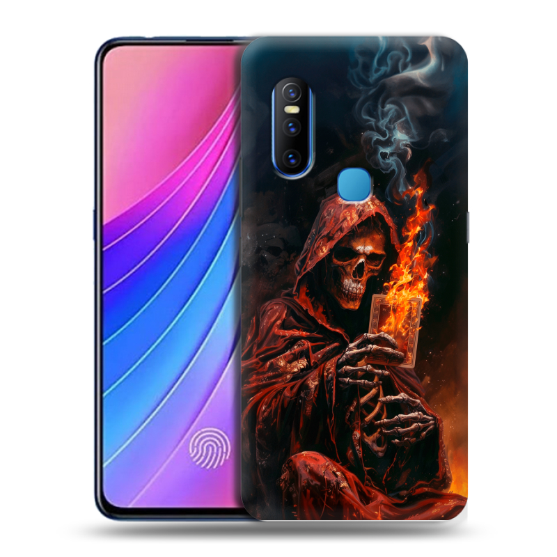 Пластиковый чехол на Vivo V15 с принтом Скелет и карты Пластиковый чехол на Vivo V15 с принтом Скелет и карты
