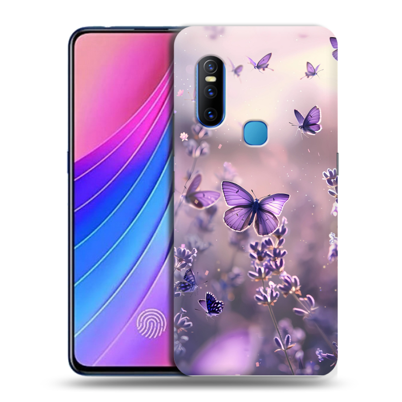 Силиконовый чехол на Vivo V15 с принтом бабочки и лаванда Силиконовый чехол на Vivo V15 с принтом бабочки и лаванда