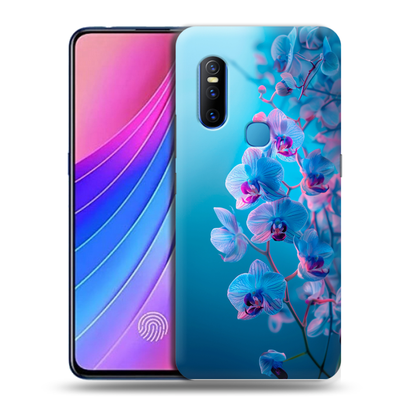 Пластиковый чехол на Vivo V15 с принтом голубые орхидеи Пластиковый чехол на Vivo V15 с принтом голубые орхидеи