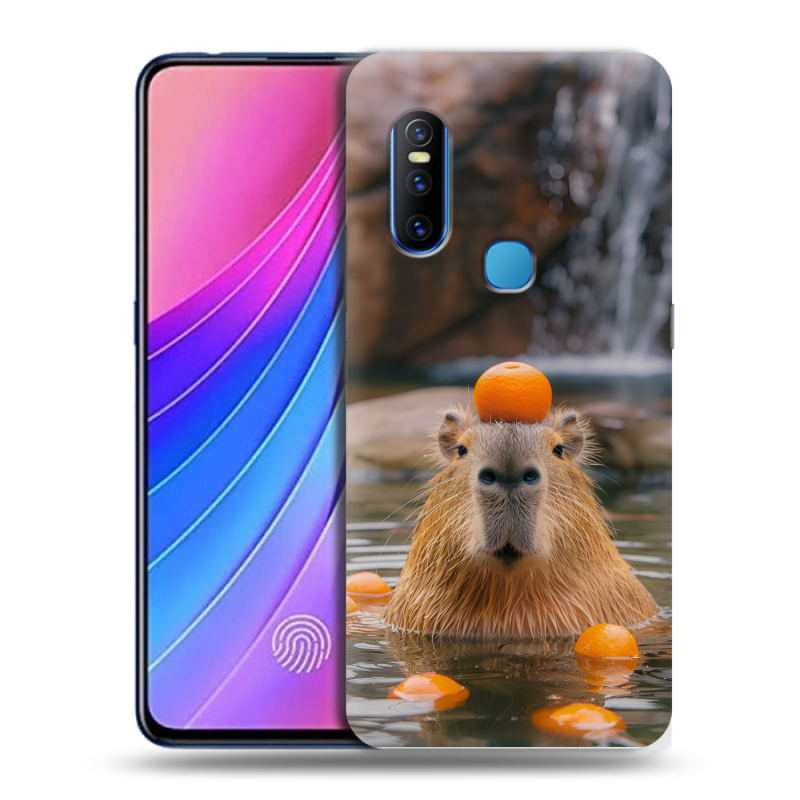 Силиконовый чехол на Vivo V15 с принтом Капибара с апельсином Силиконовый чехол на Vivo V15 с принтом Капибара с апельсином
