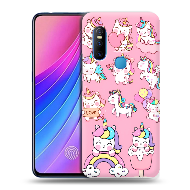 Силиконовый чехол на Vivo V15 с принтом Единороги и радуга Силиконовый чехол на Vivo V15 с принтом Единороги и радуга