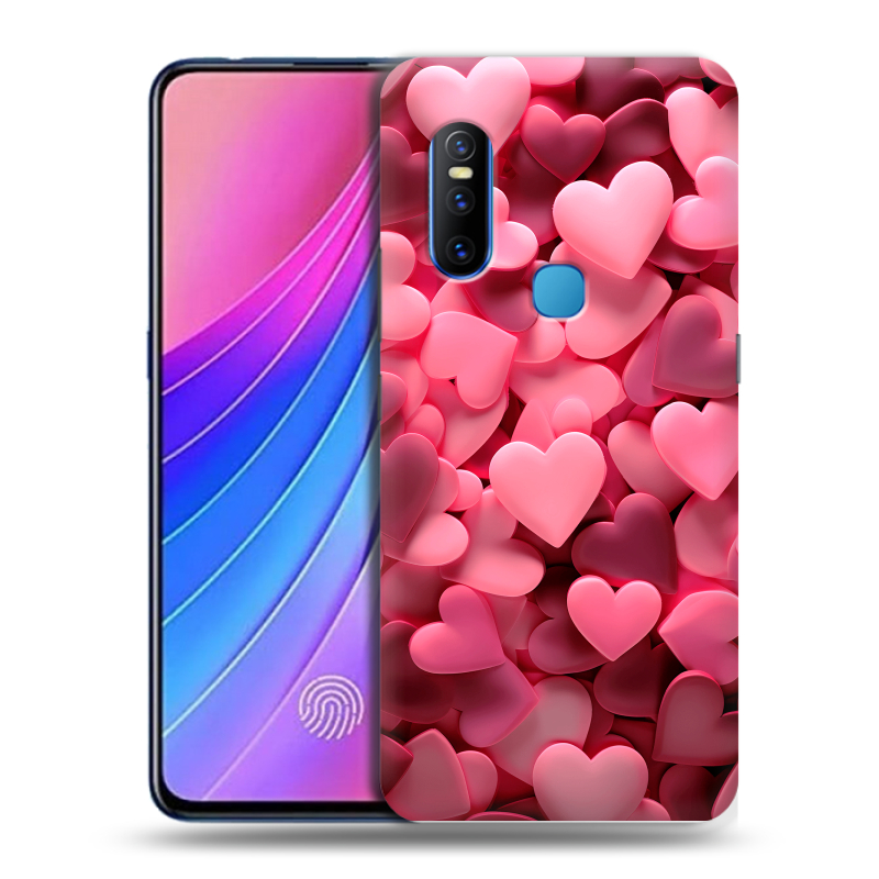 Пластиковый чехол на Vivo V15 с принтом розовые сердечки Пластиковый чехол на Vivo V15 с принтом розовые сердечки