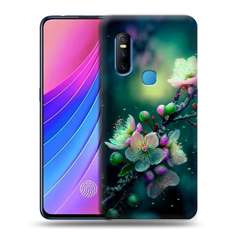 Пластиковый чехол на Vivo V15 с принтом Цветы и мрамор Пластиковый чехол на Vivo V15 с принтом Цветы и мрамор