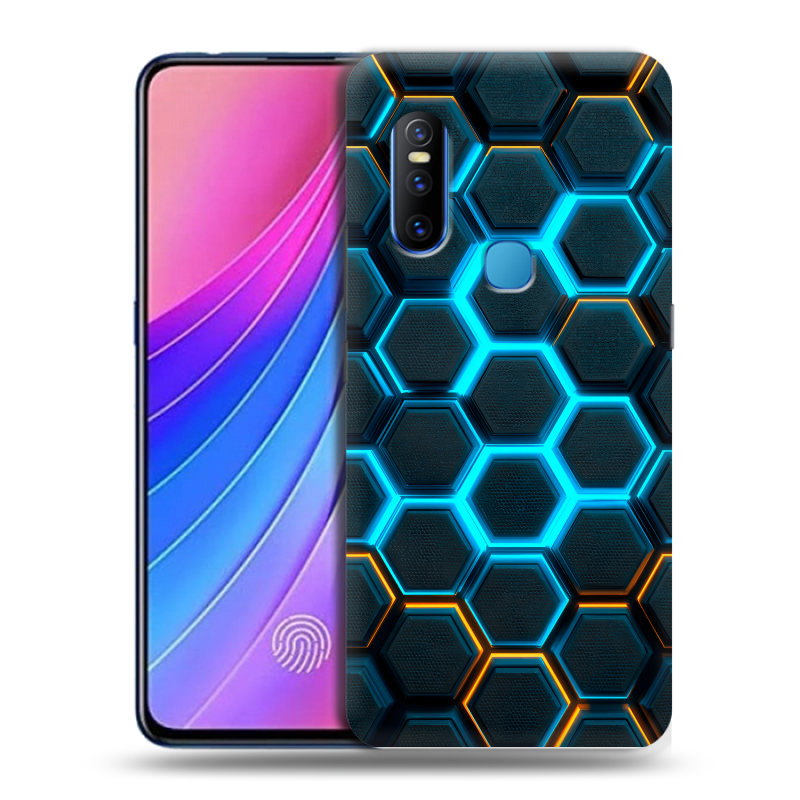 Силиконовый чехол на Vivo V15 с принтом Неоновые соты Силиконовый чехол на Vivo V15 с принтом Неоновые соты