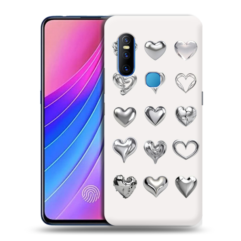 Пластиковый чехол на Vivo V15 с принтом Y2K сердечки Пластиковый чехол на Vivo V15 с принтом Y2K сердечки