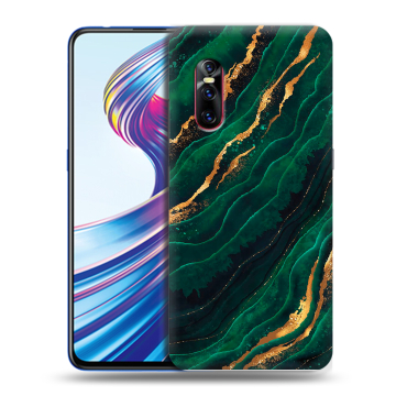 Силиконовый чехол на Vivo V15 Pro с принтом Мрамор зеленое золото