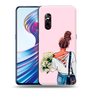 Силиконовый чехол на Vivo V15 Pro с принтом Девушка и букет