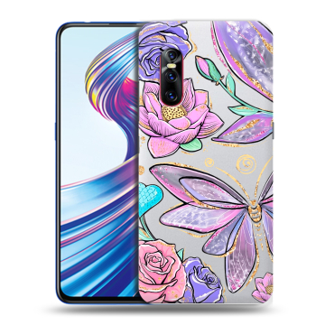 Силиконовый чехол на Vivo V15 Pro с принтом Бабочки и цветы