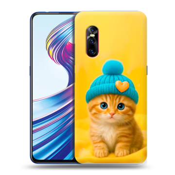 Силиконовый чехол на Vivo V15 Pro с принтом Котенок в шапке