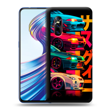 Силиконовый чехол на Vivo V15 Pro с принтом Гоночные машины