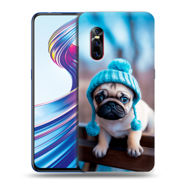 Силиконовый чехол на Vivo V15 Pro с принтом Мопс в шапке