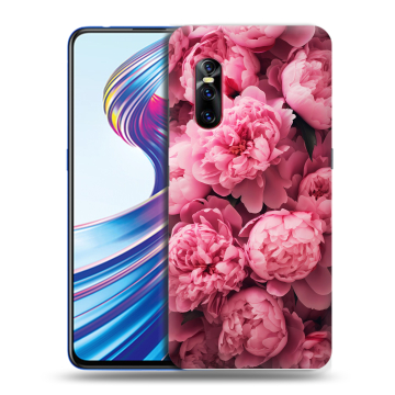 Силиконовый чехол на Vivo V15 Pro с принтом цветы пионы