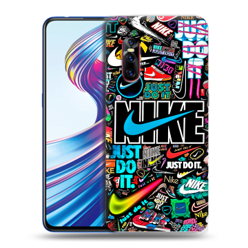 Силиконовый чехол на Vivo V15 Pro с принтом найк nike черный