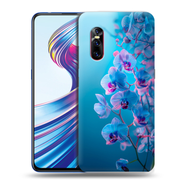 Силиконовый чехол на Vivo V15 Pro с принтом голубые орхидеи