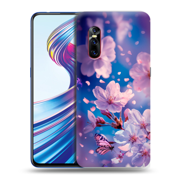 Силиконовый чехол на Vivo V15 Pro с принтом цветы бабочки