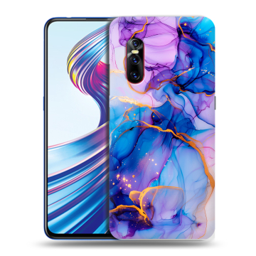 Силиконовый чехол на Vivo V15 Pro с принтом синий мрамор