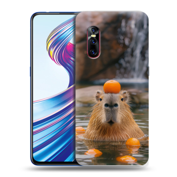 Силиконовый чехол на Vivo V15 Pro с принтом Капибара с апельсином