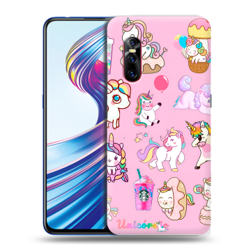 Силиконовый чехол на Vivo V15 Pro с принтом розовые единороги