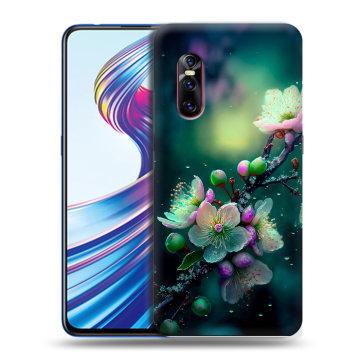 Силиконовый чехол на Vivo V15 Pro с принтом Цветы и мрамор