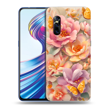 Силиконовый чехол на Vivo V15 Pro с принтом Цветы и бабочки