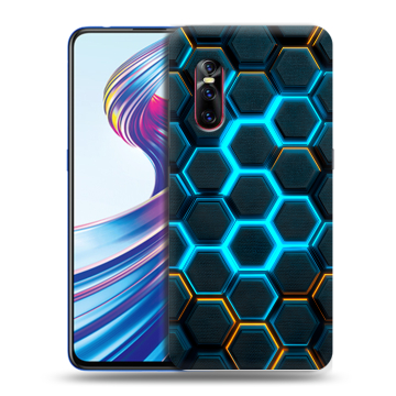 Силиконовый чехол на Vivo V15 Pro с принтом Неоновые соты