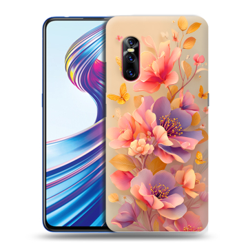 Силиконовый чехол на Vivo V15 Pro с принтом Цветы и бабочки