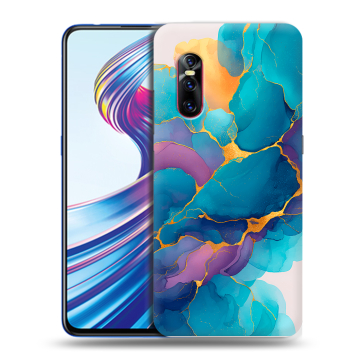 Силиконовый чехол на Vivo V15 Pro с принтом Мрамор блестки