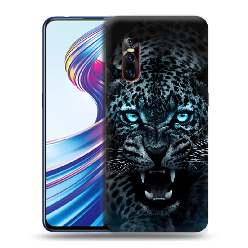 Пластиковый чехол на Vivo V15 Pro с принтом Темный леопард Пластиковый чехол на Vivo V15 Pro с принтом Темный леопард