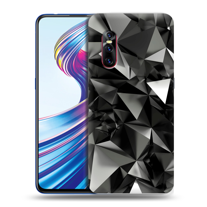 Силиконовый чехол на Vivo V15 Pro с принтом Черные кристаллы Силиконовый чехол на Vivo V15 Pro с принтом Черные кристаллы