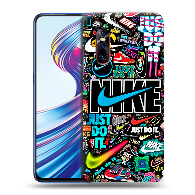 Силиконовый чехол на Vivo V15 Pro с принтом найк nike черный Силиконовый чехол на Vivo V15 Pro с принтом найк nike черный