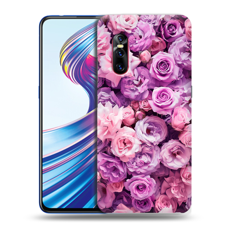Пластиковый чехол на Vivo V15 Pro с принтом лавандовые розы Пластиковый чехол на Vivo V15 Pro с принтом лавандовые розы